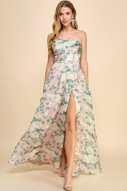 Vestido Nude w/ flowers